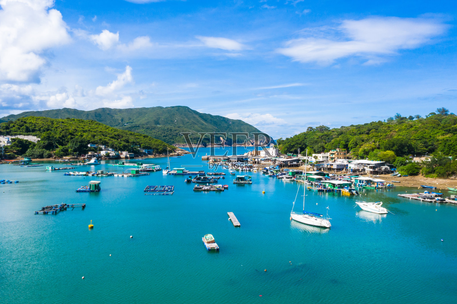 香港西贡村蒲台澳村的旧渔村照片摄影图片