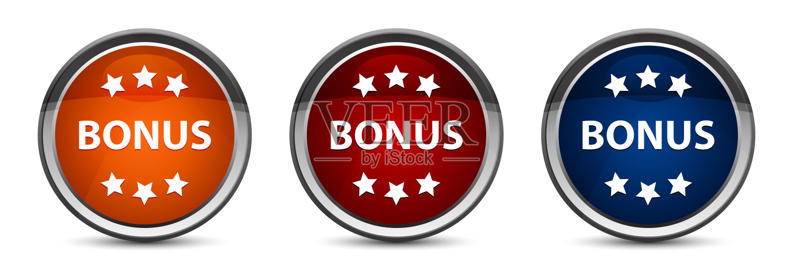 奖励图标独家蓝、红、橙圆形按钮设计集设计元素图片