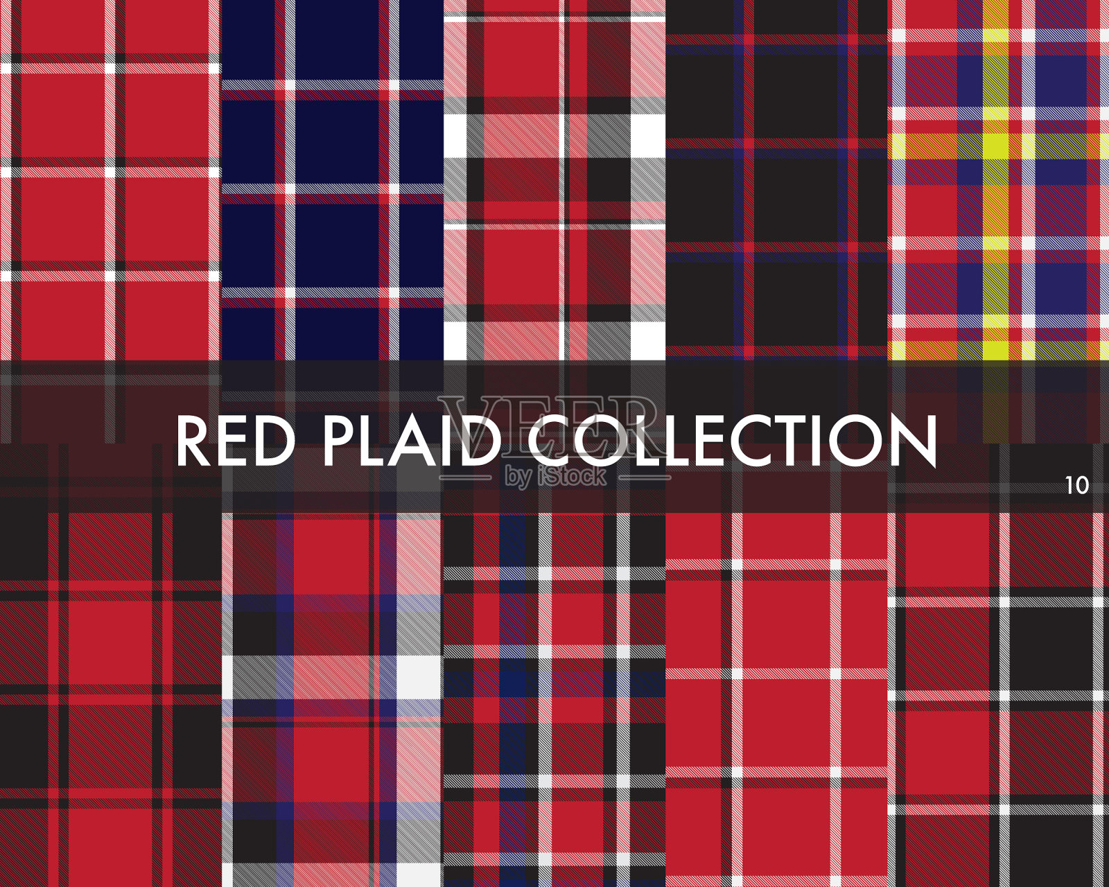 红色格子呢格子无缝图案插画图片素材