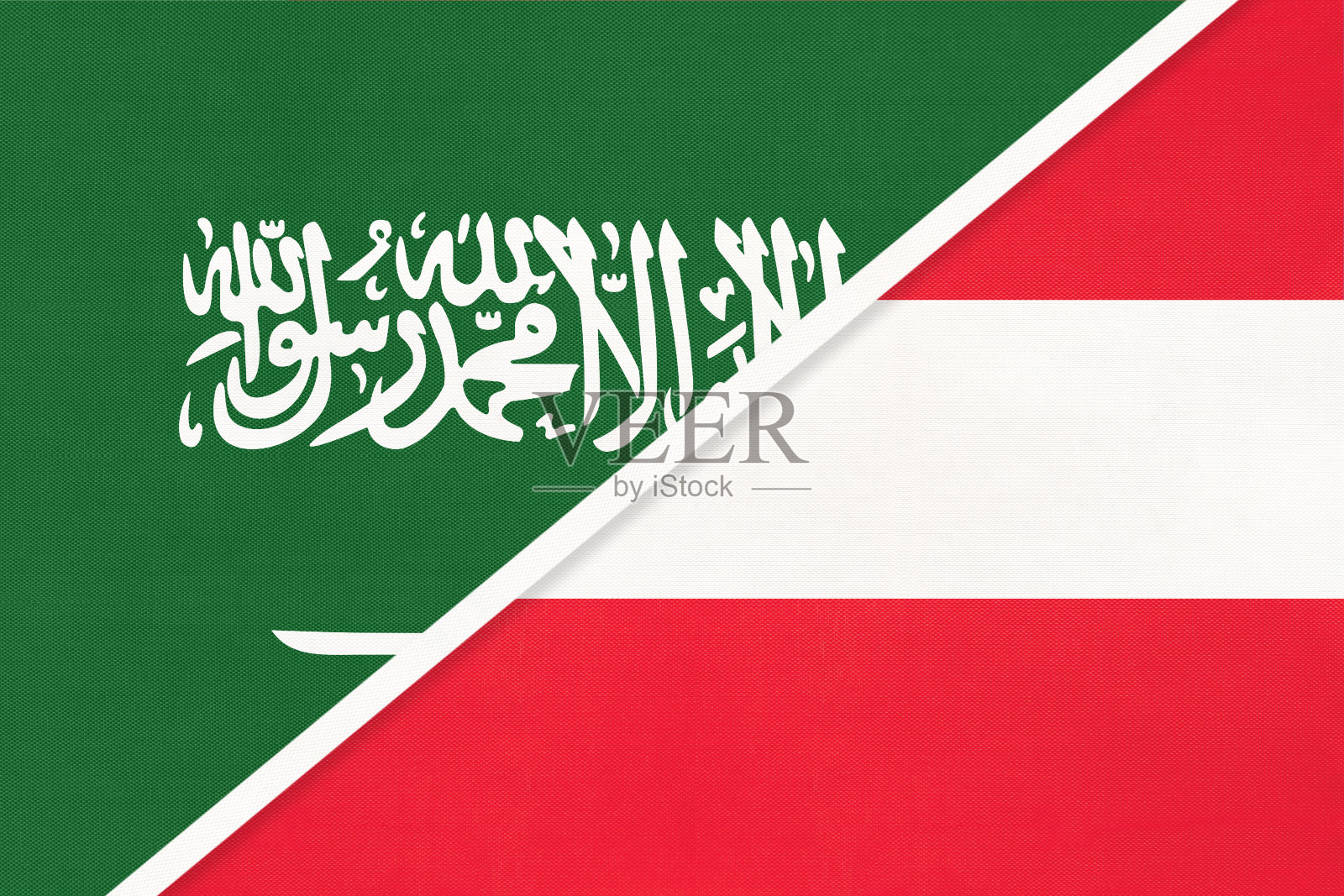 沙特阿拉伯与奥地利纺织国旗插画图片素材