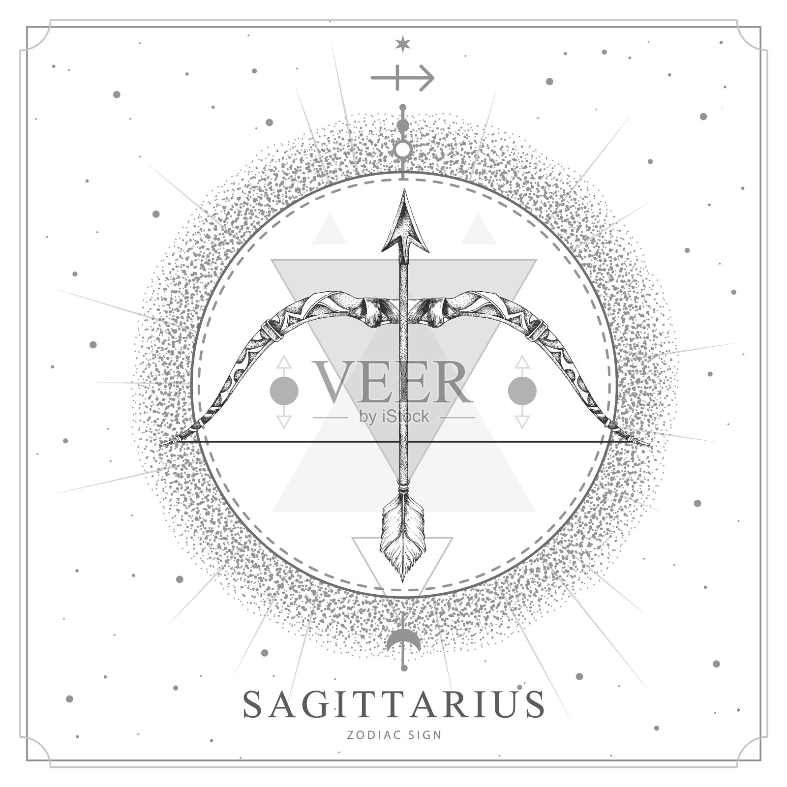 魔术魔术卡与射手星座插画图片素材