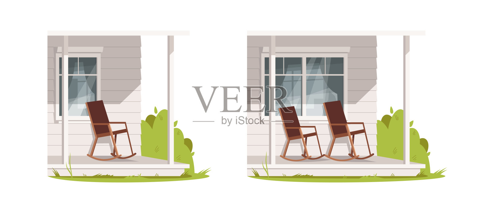 空露台扶手椅半平面RGB颜色矢量插图集插画图片素材