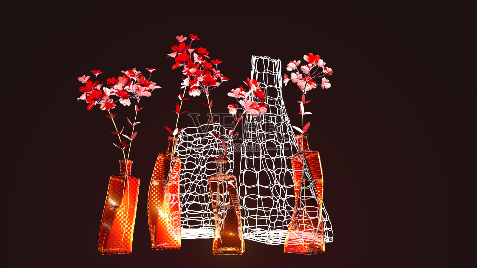 深色背景上的花瓶，室内设计，3D渲染照片摄影图片