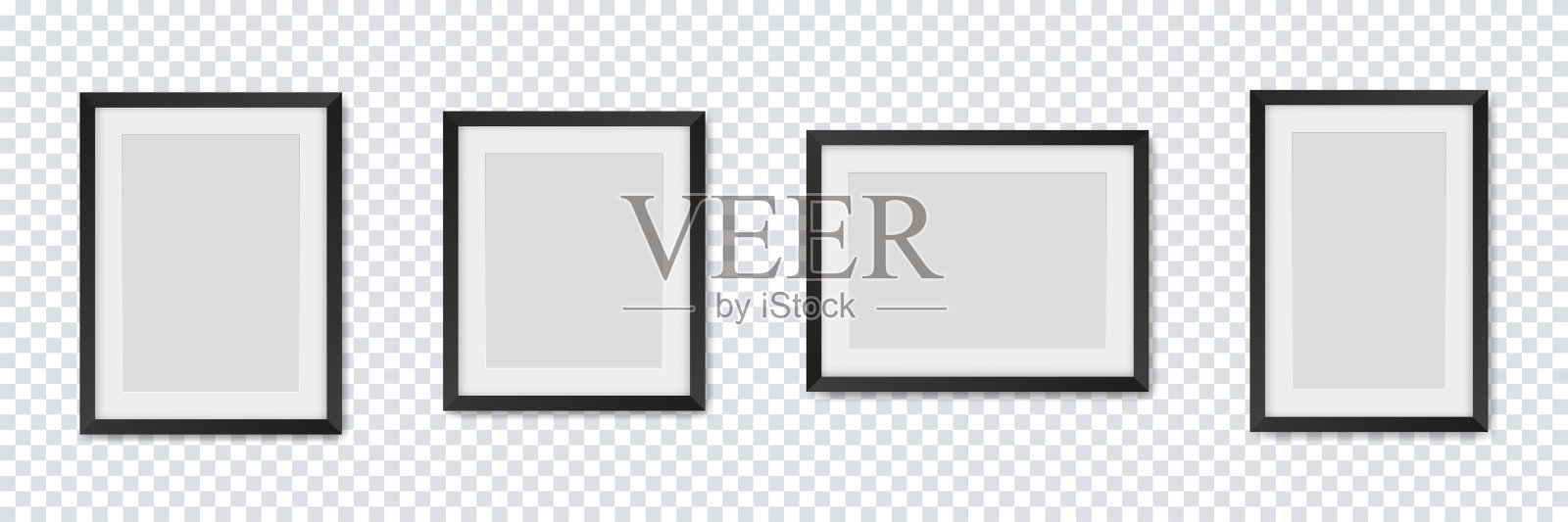 相框。矢量孤立的相框模型与透明的背景阴影。海报框架模型。股票向量。插画图片素材