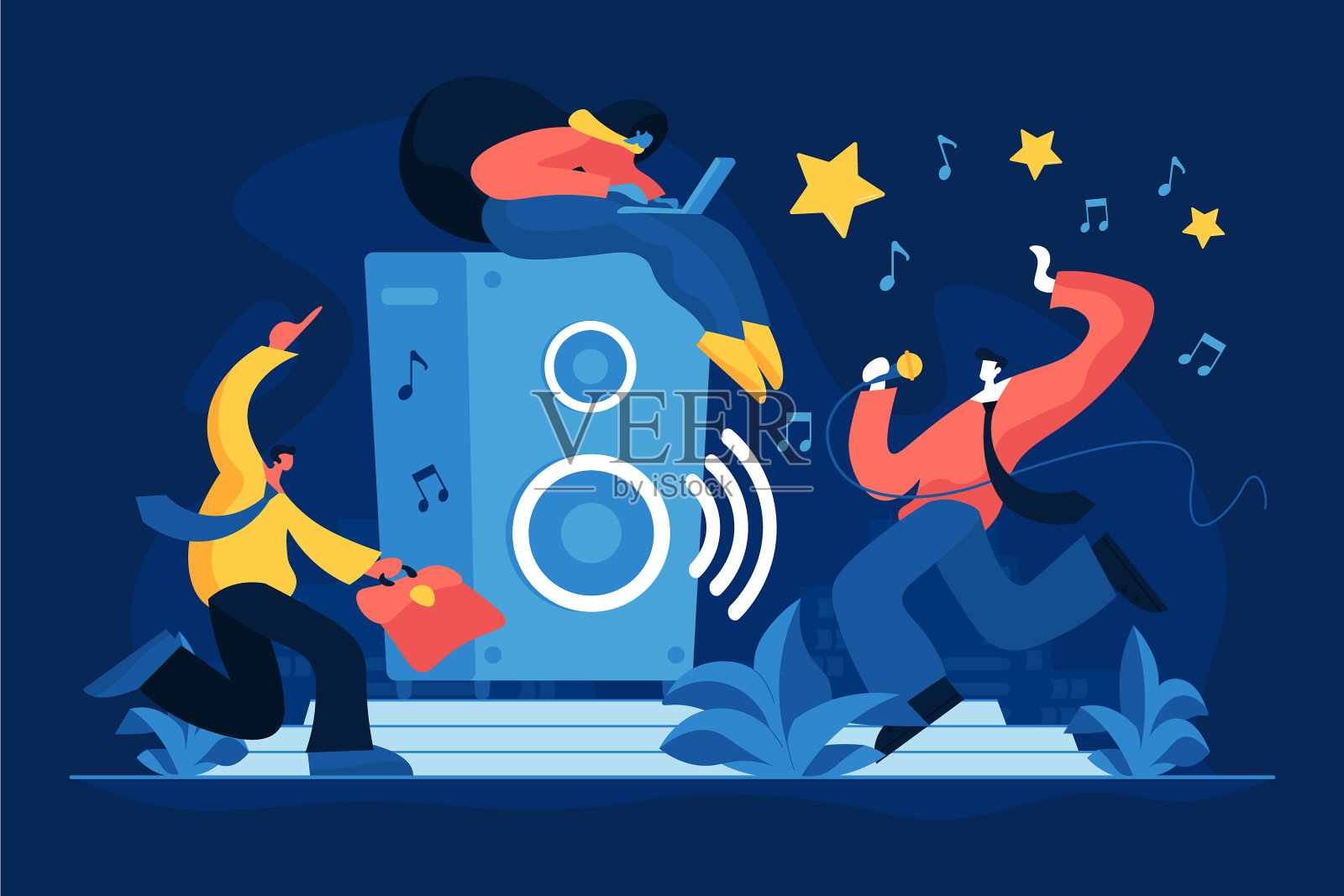 公司卡拉ok派对公寓插画图片素材