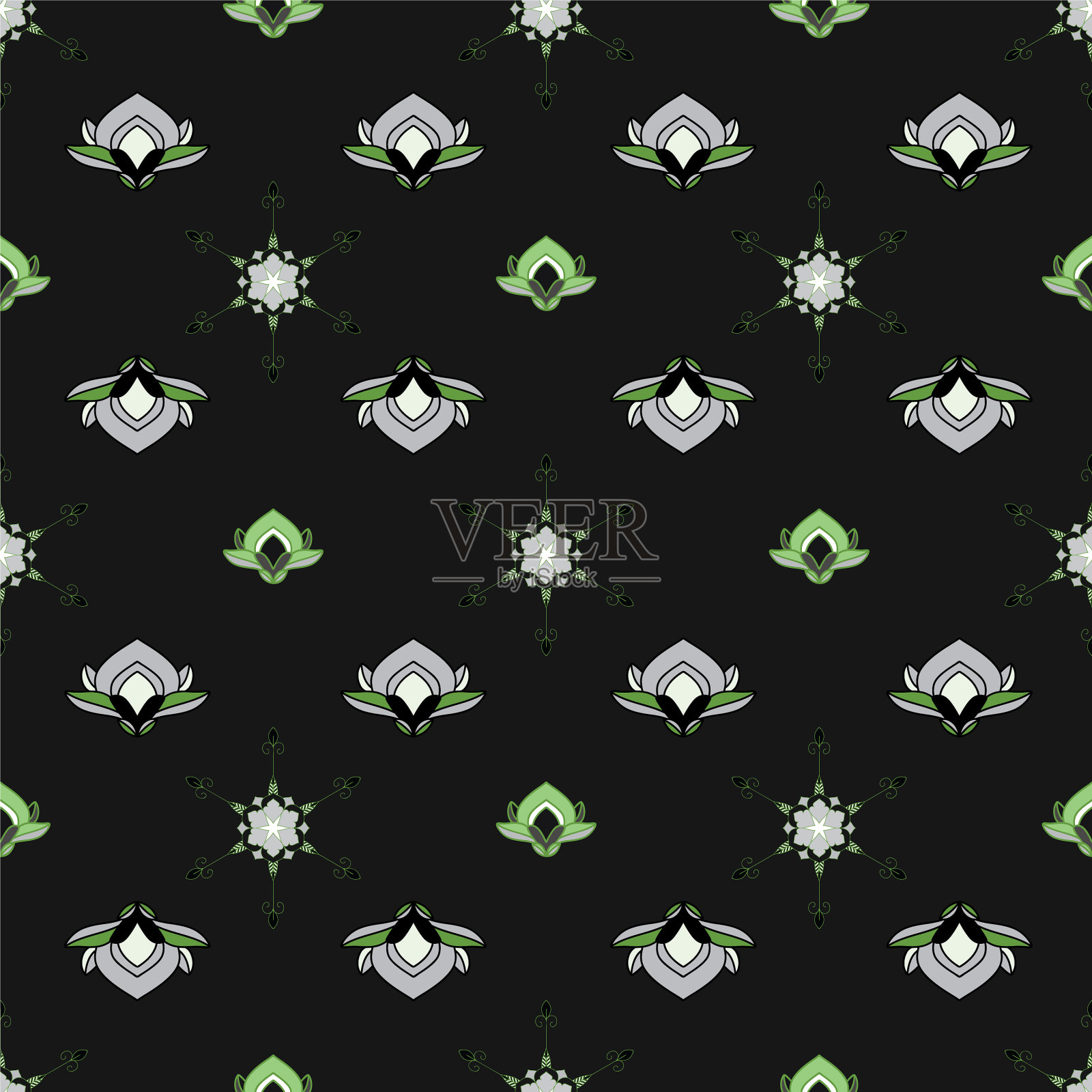 带有花卉元素的华丽图案插画图片素材