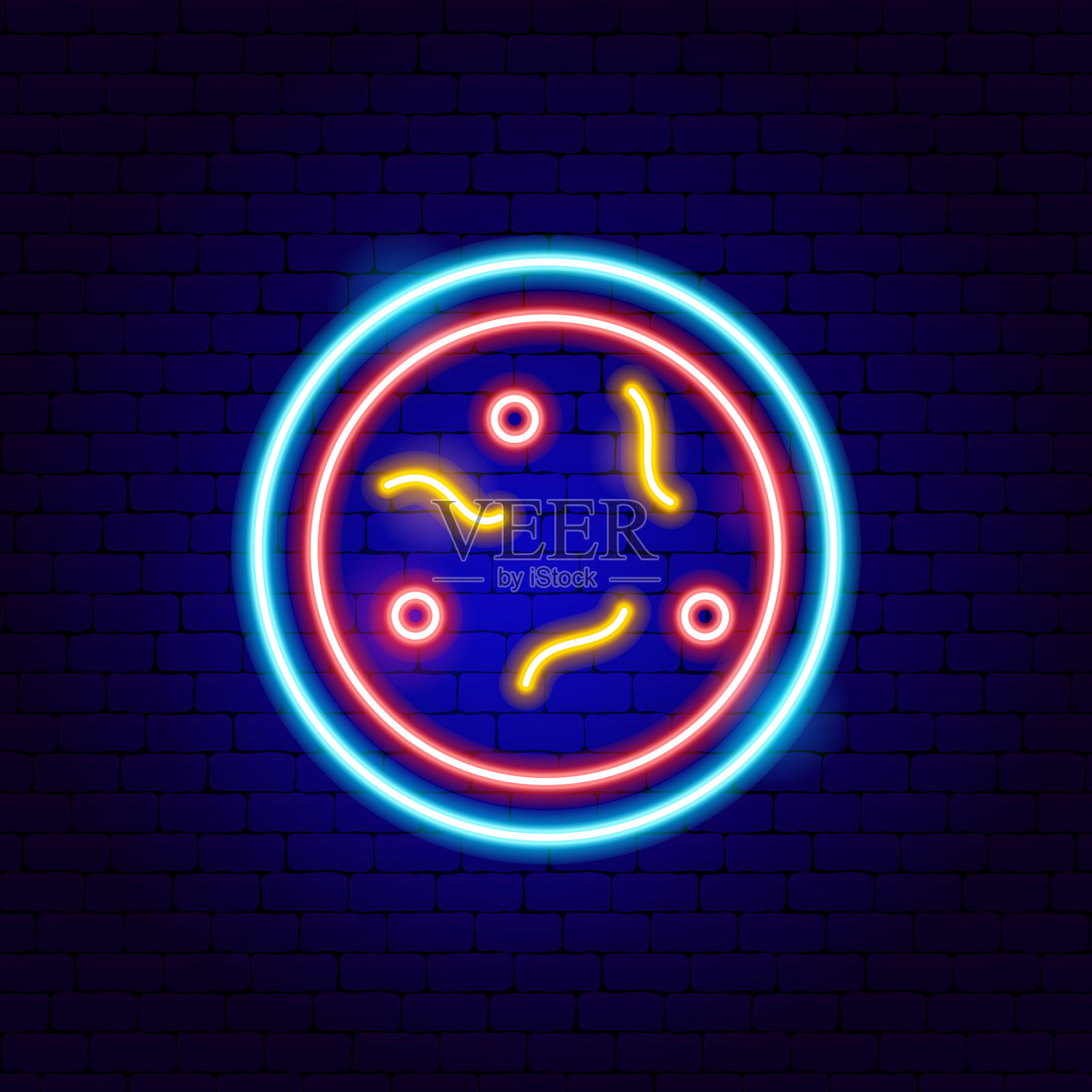 实验室微生物霓虹灯插画图片素材