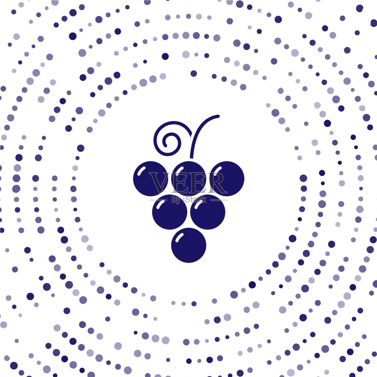 蓝色的葡萄水果图标孤立在白色的背景插画图片素材