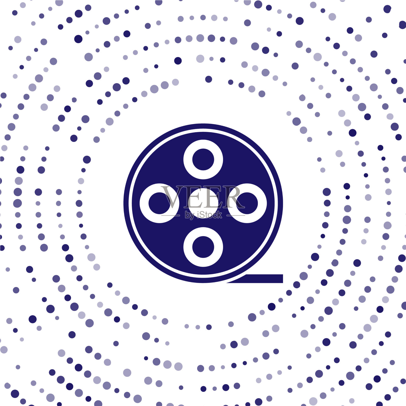 蓝色胶片卷轴图标孤立在白色背景上插画图片素材