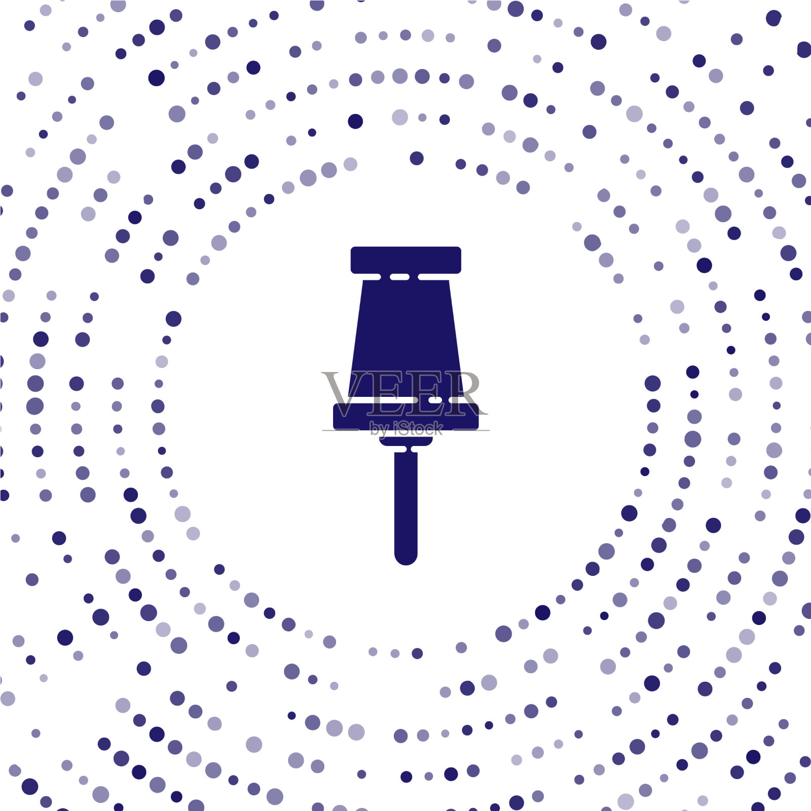 蓝色推针图标隔离在白色背景插画图片素材