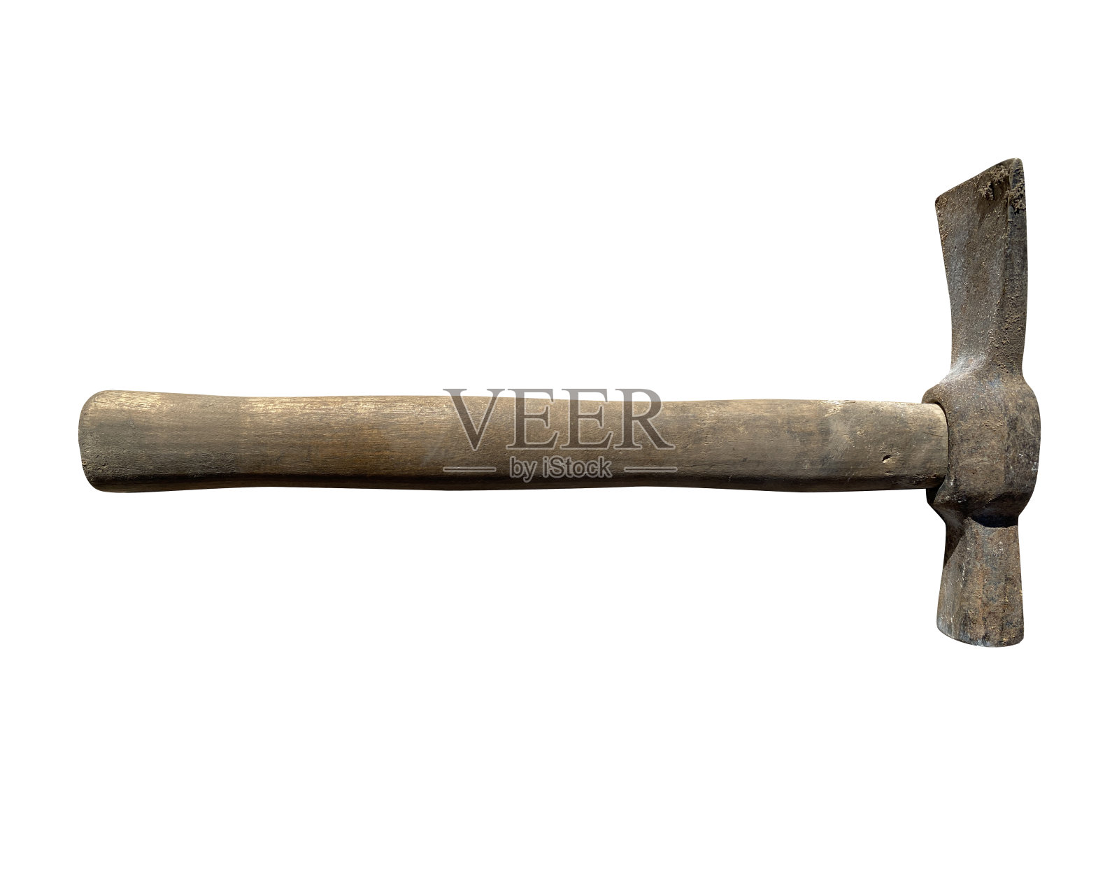在白色孤立的背景上的旧鹤嘴锄照片摄影图片