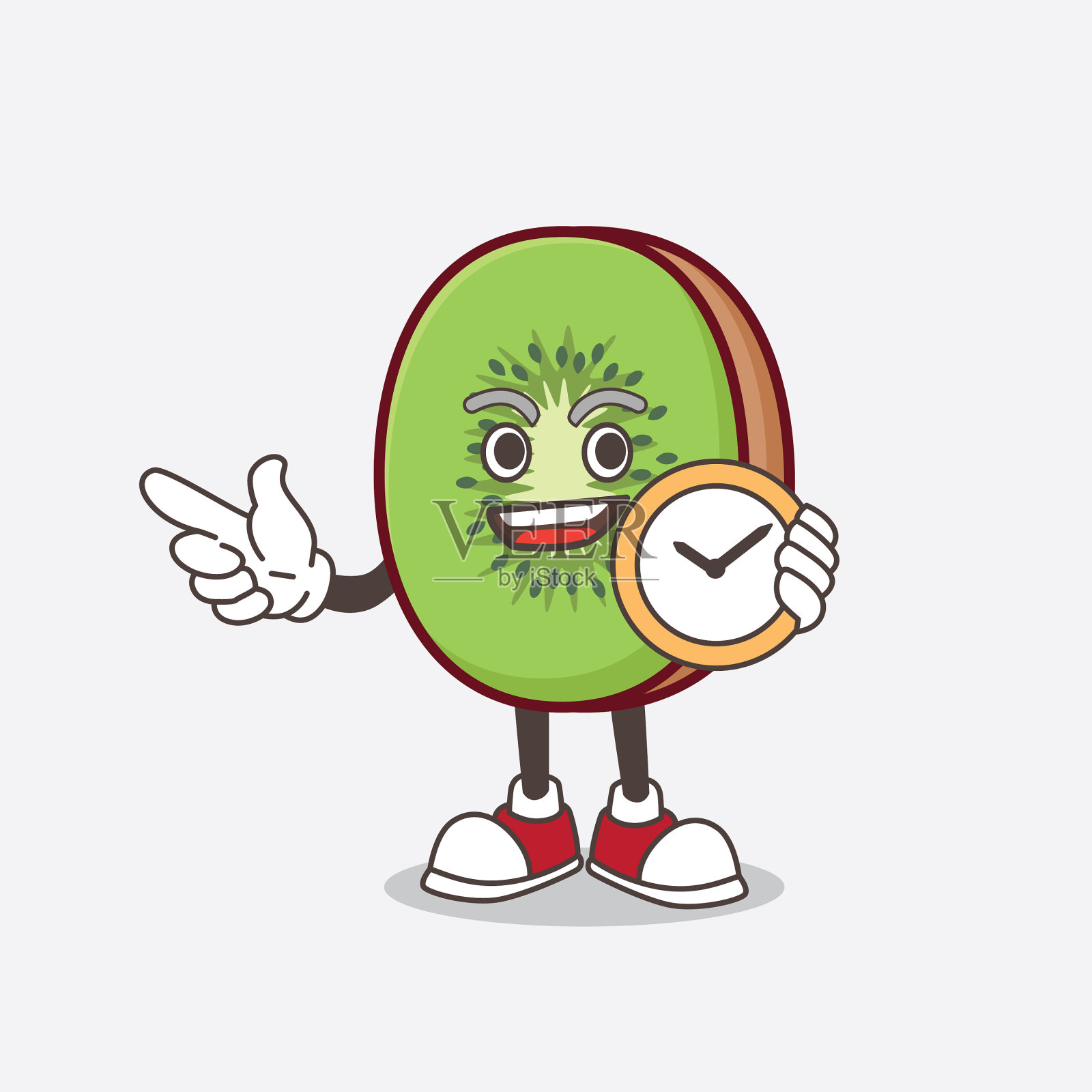 猕猴桃卡通吉祥物人物抱着一个插画图片素材