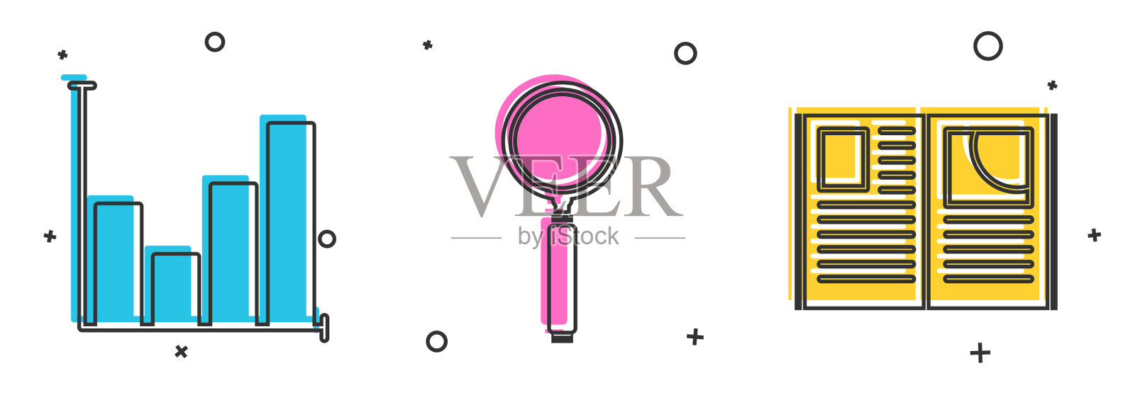 设置饼图信息放大镜和图标素材