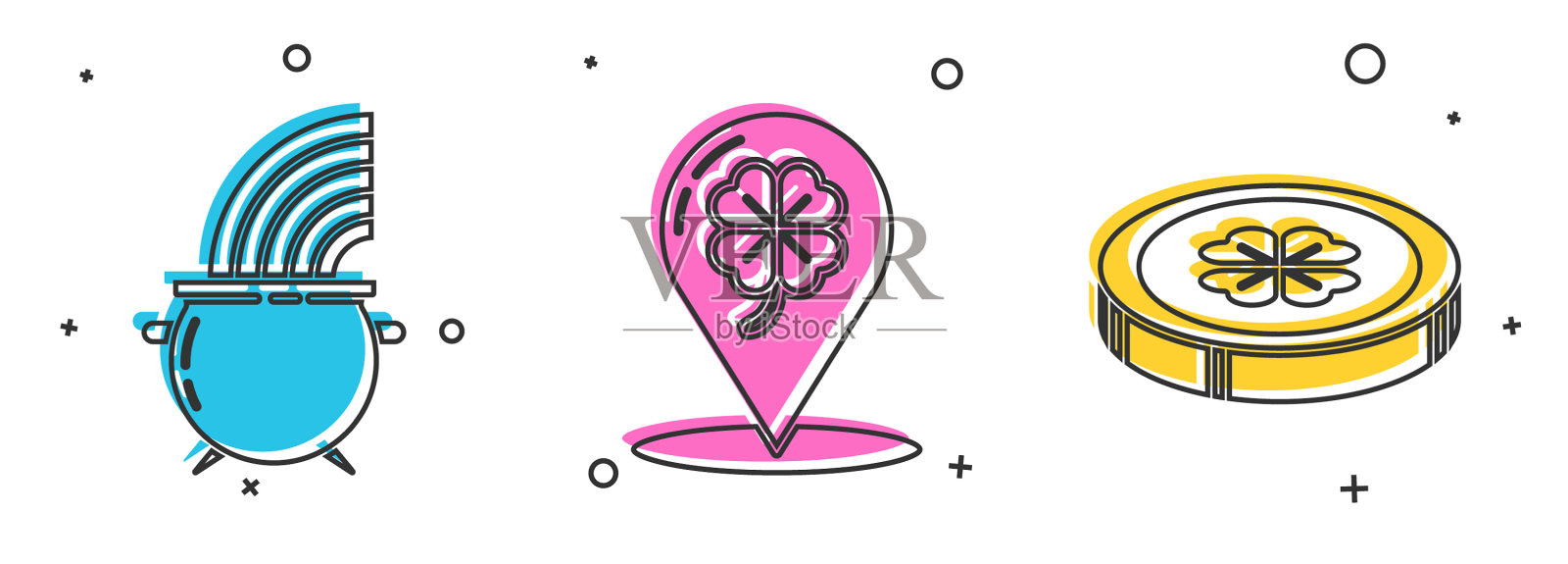 设置女巫坩埚和彩虹的位置和4图标素材