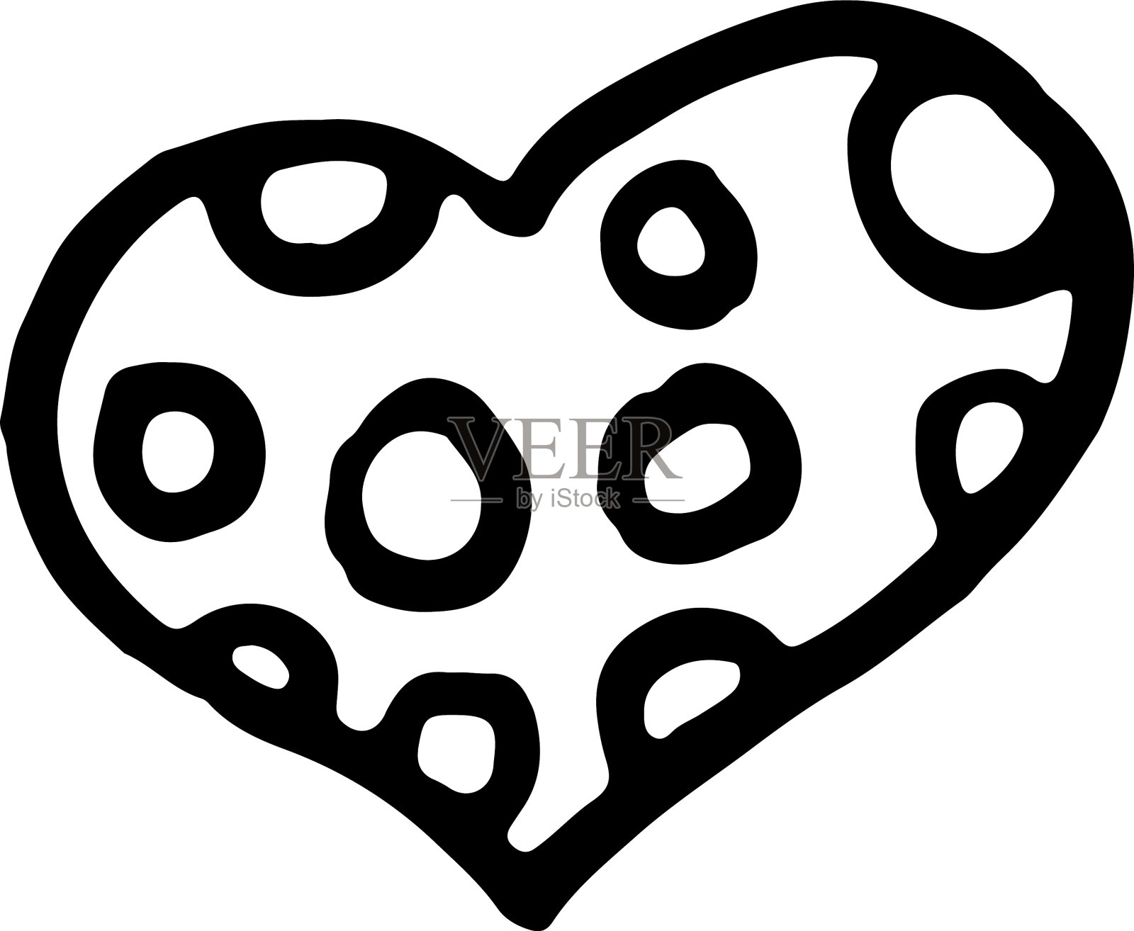 手绘黑白涂鸦心素描插画图片素材