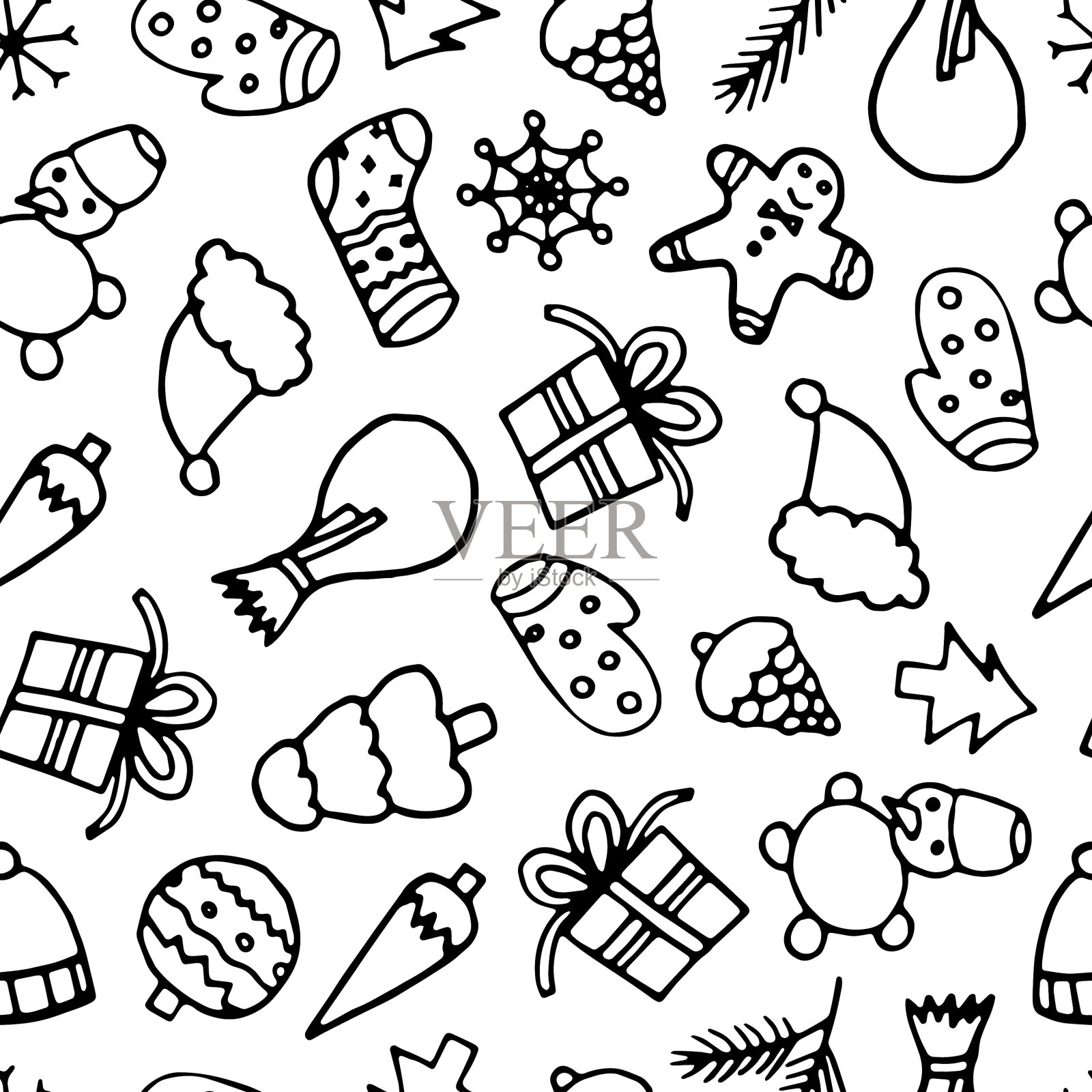 新年快乐，圣诞快乐无缝模式插画图片素材