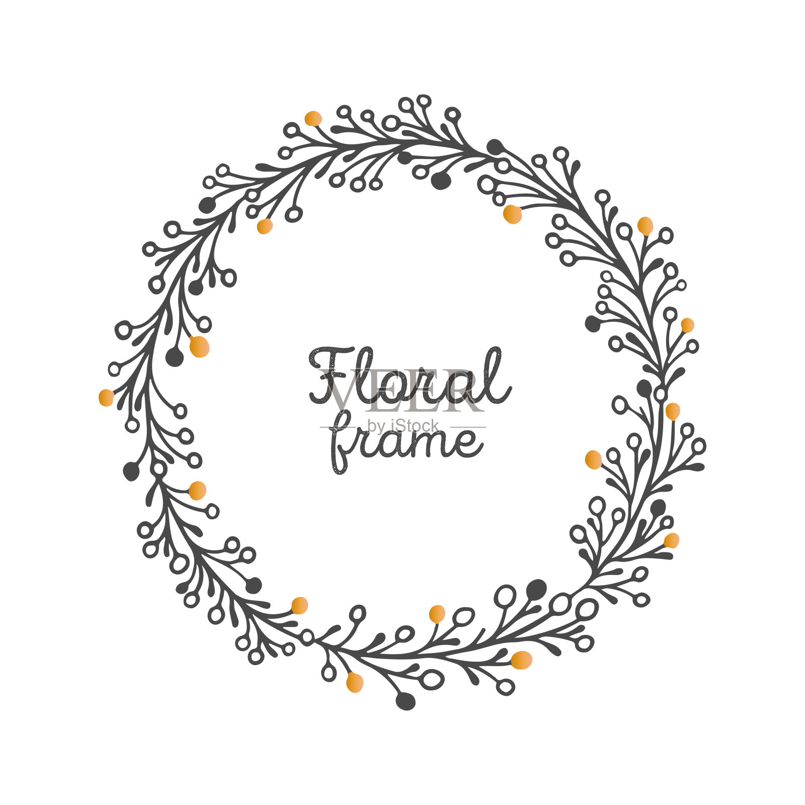 天然植物。环枝线优雅设计元素图片