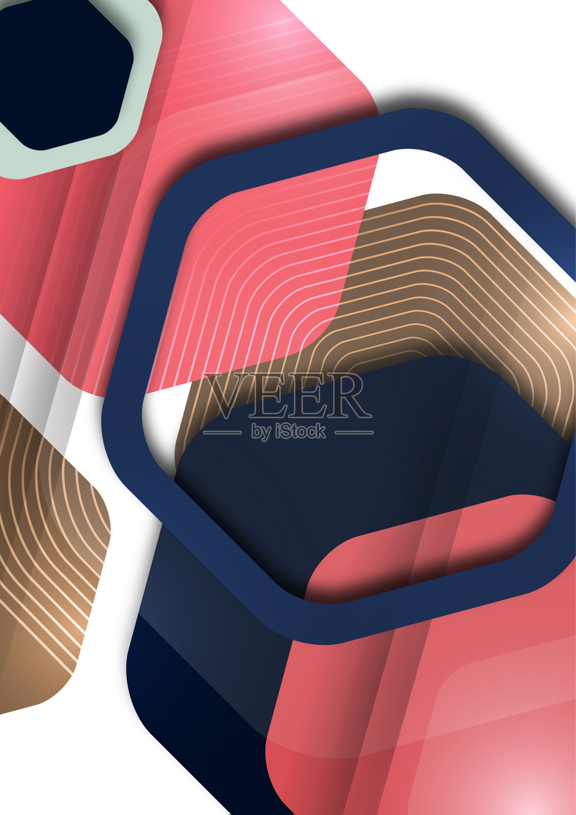 圆形彩色六边形的抽象背景。业务演示模板。现代的几何设计。向量插画图片素材