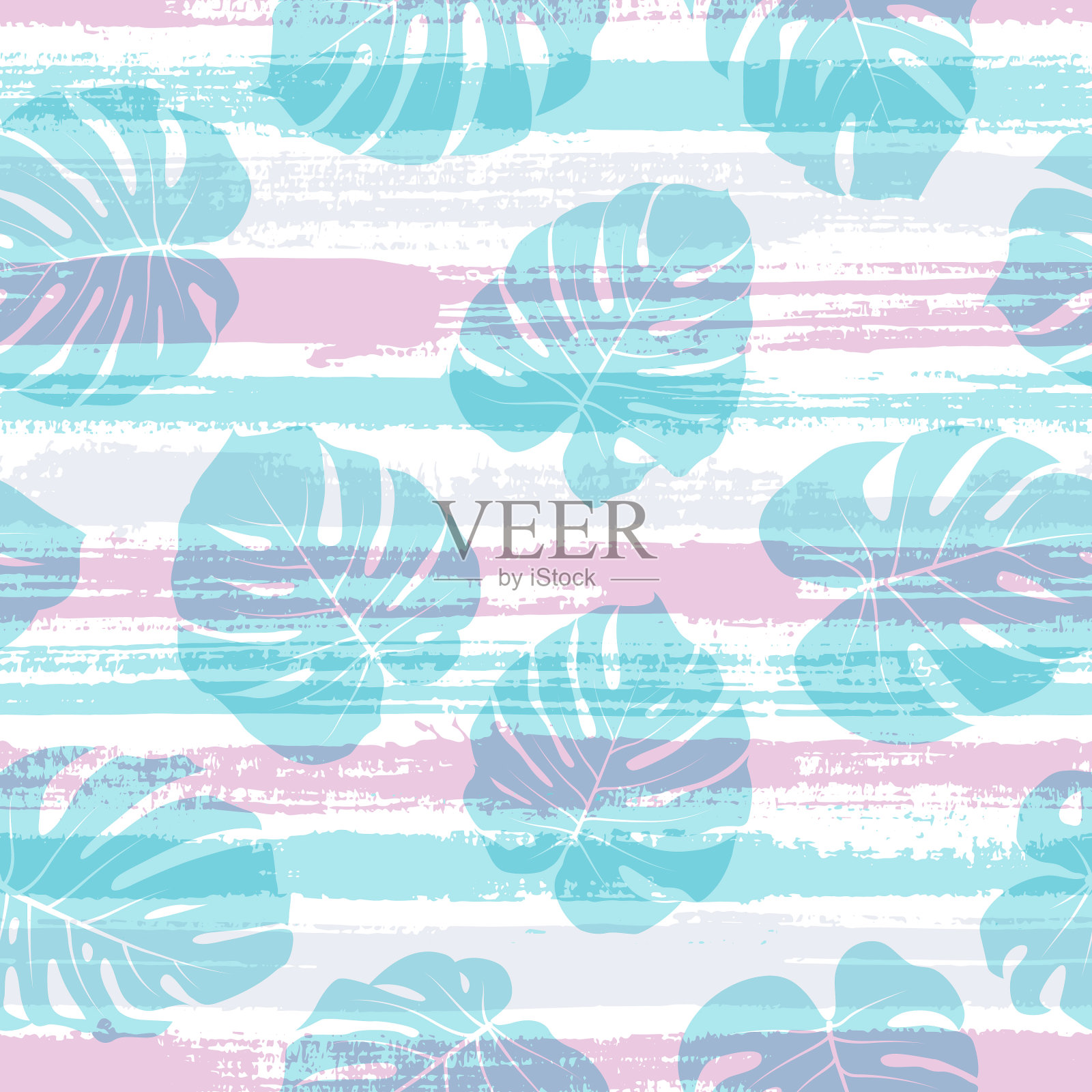 丛林巨兽虎莲洞叶插画图片素材