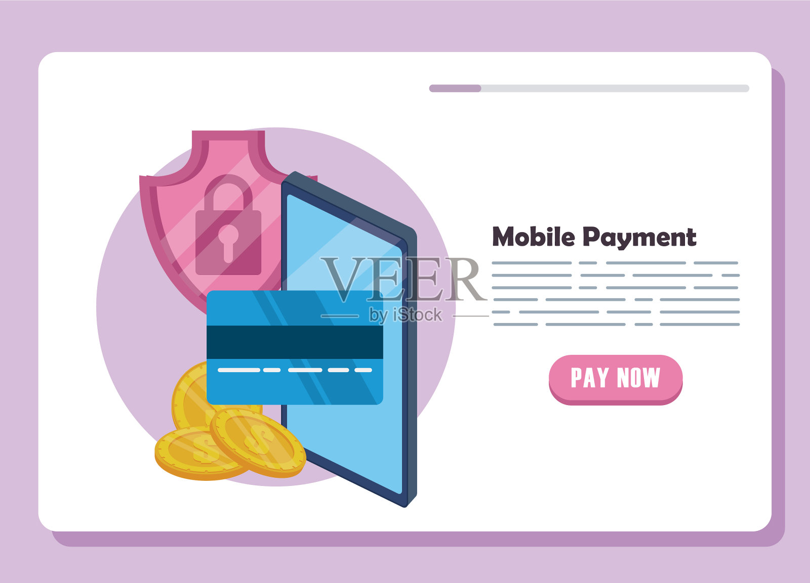 在线支付技术与智能手机和插画图片素材