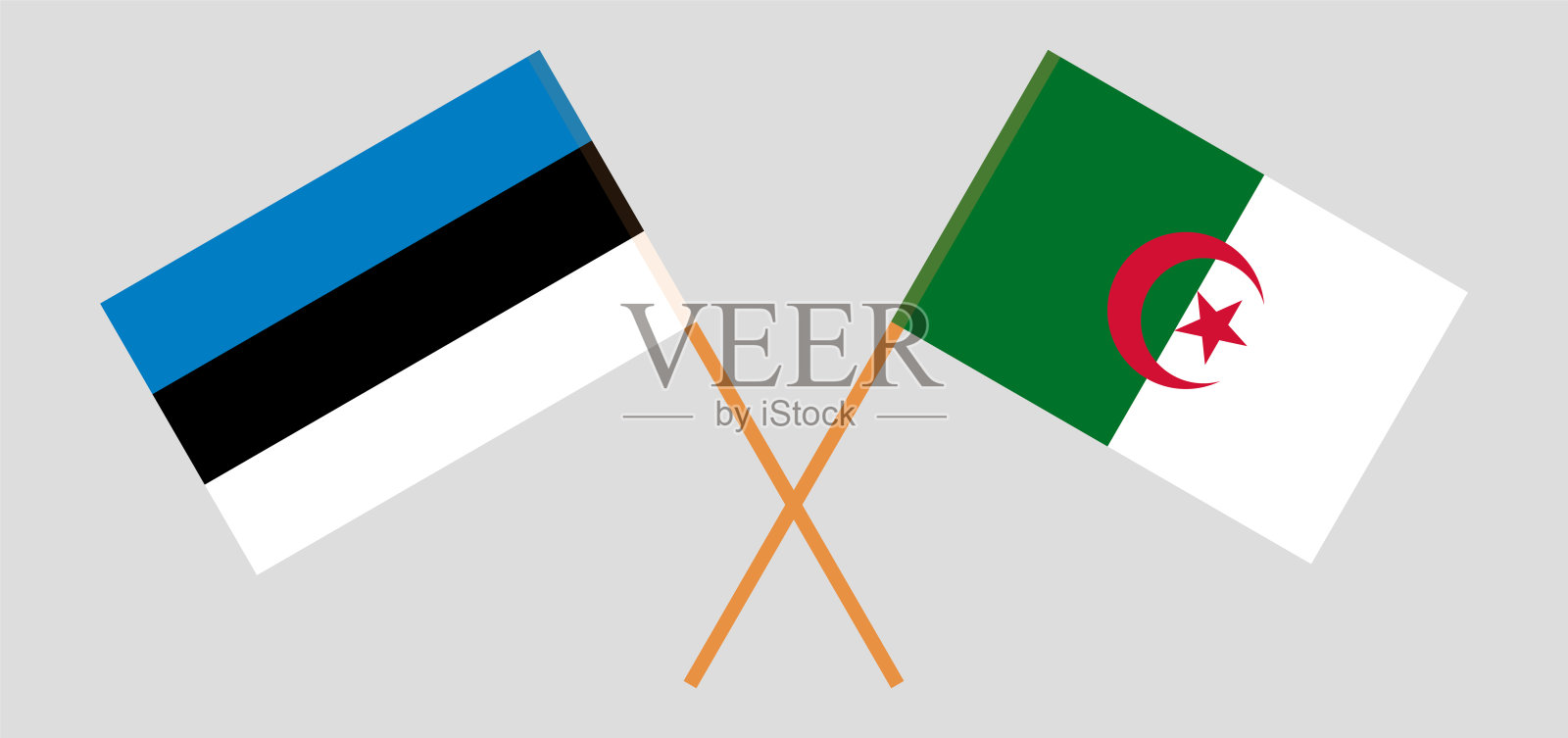 阿尔及利亚和爱沙尼亚的交叉旗帜插画图片素材