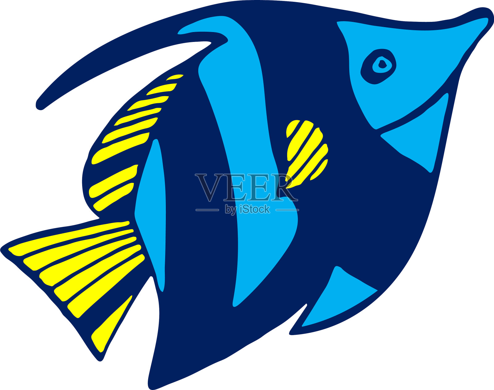 白色上的彩色海鱼插画图片素材