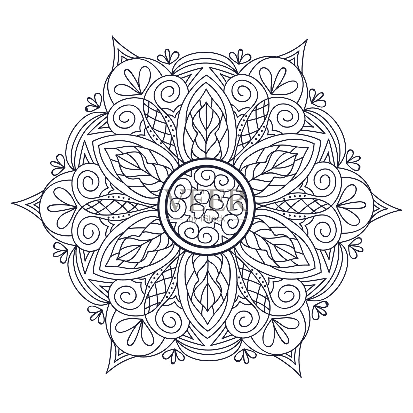 花曼荼罗复古装饰元素设计元素图片