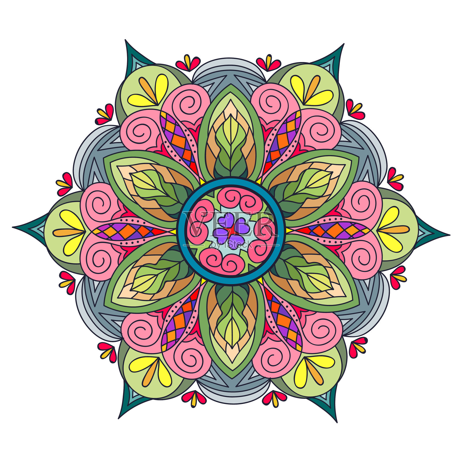 曼荼罗斋月卡里姆复古装饰插画图片素材