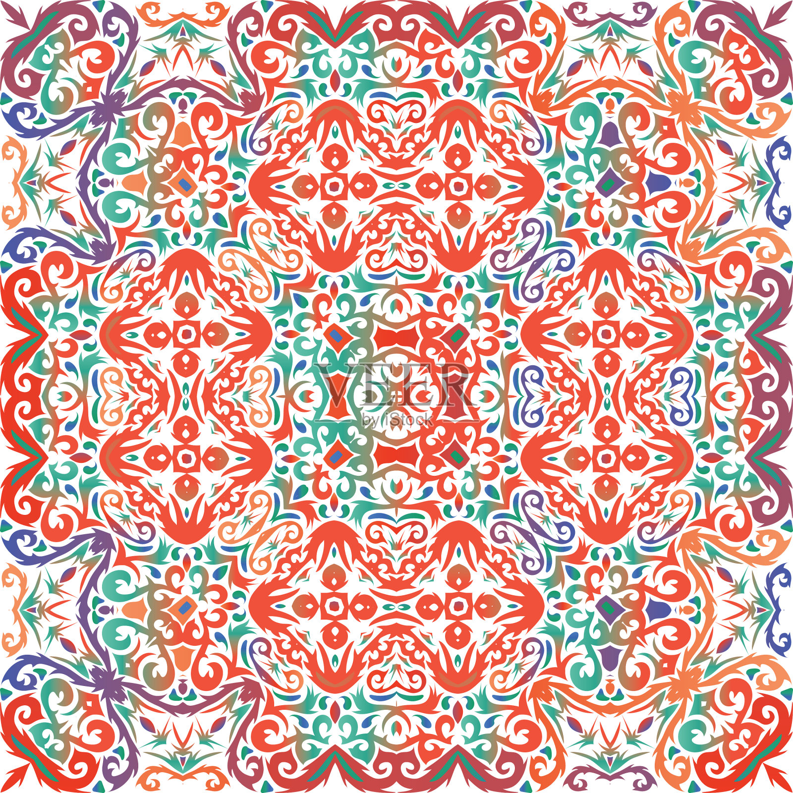 复古瓷砖的民族动机插画图片素材