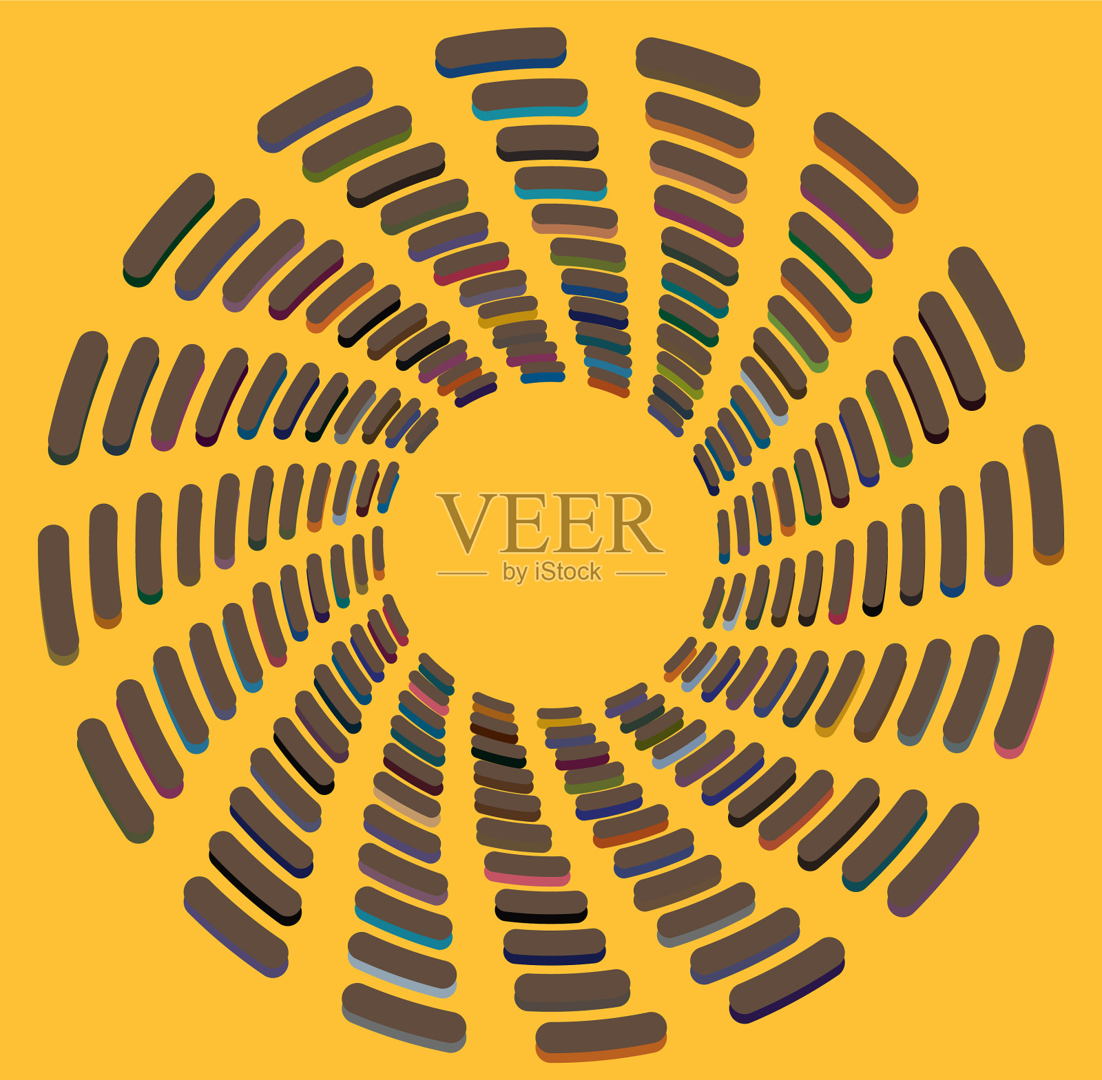 多色卷曲线圈旋转蜗壳形状插画图片素材