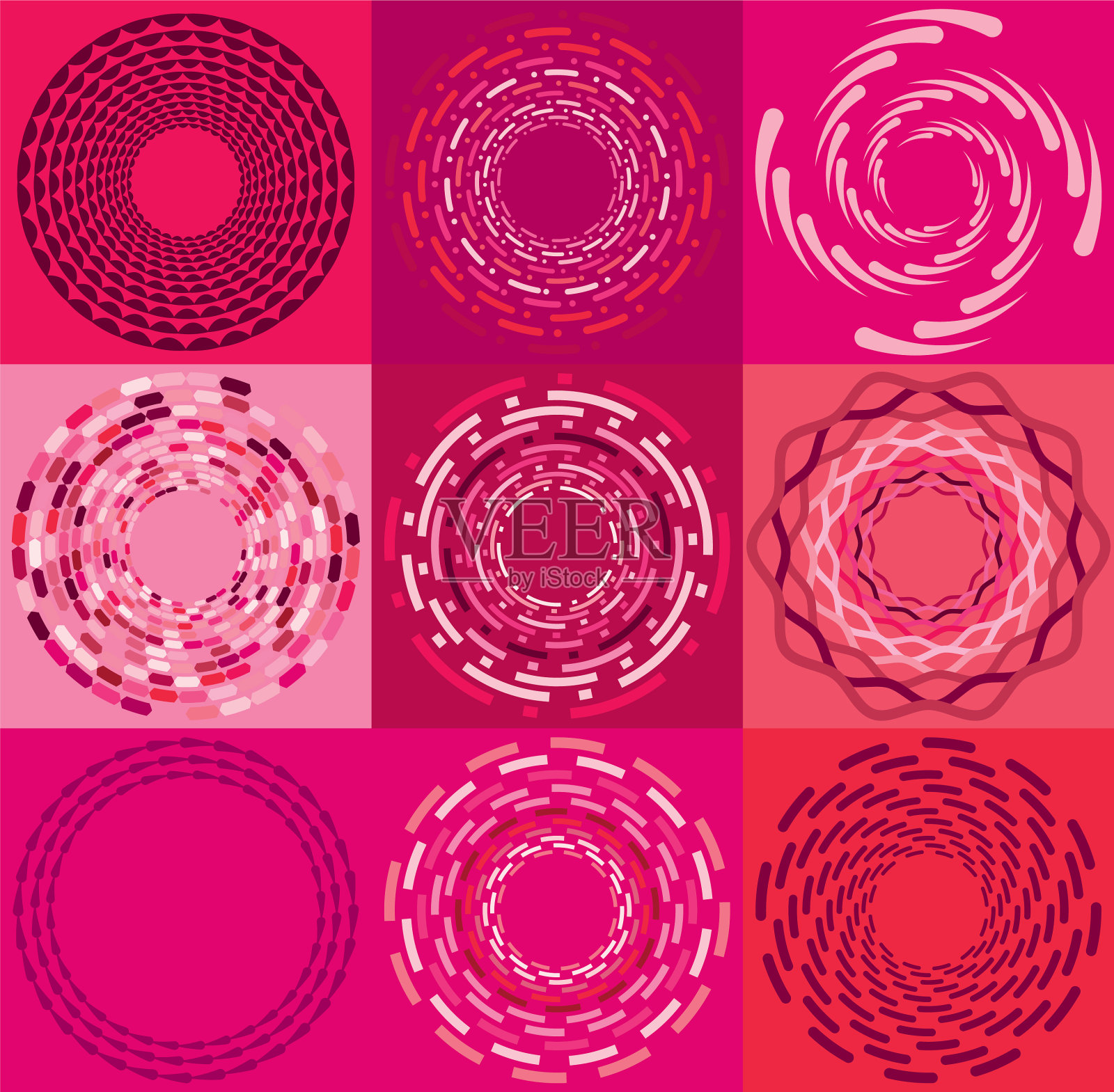 设置彩色多色和单色循环插画图片素材