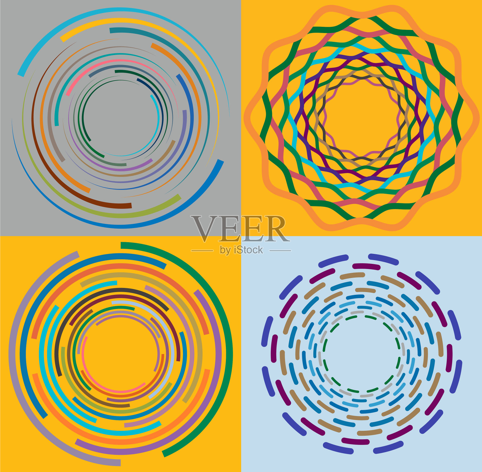 集杂色多色和五彩螺旋插画图片素材