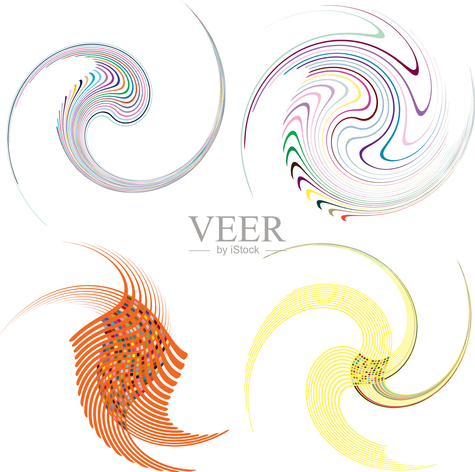 集杂色多色和五彩螺旋插画图片素材