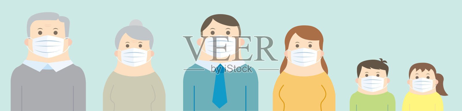 矢量插图的蒙面家庭插画图片素材