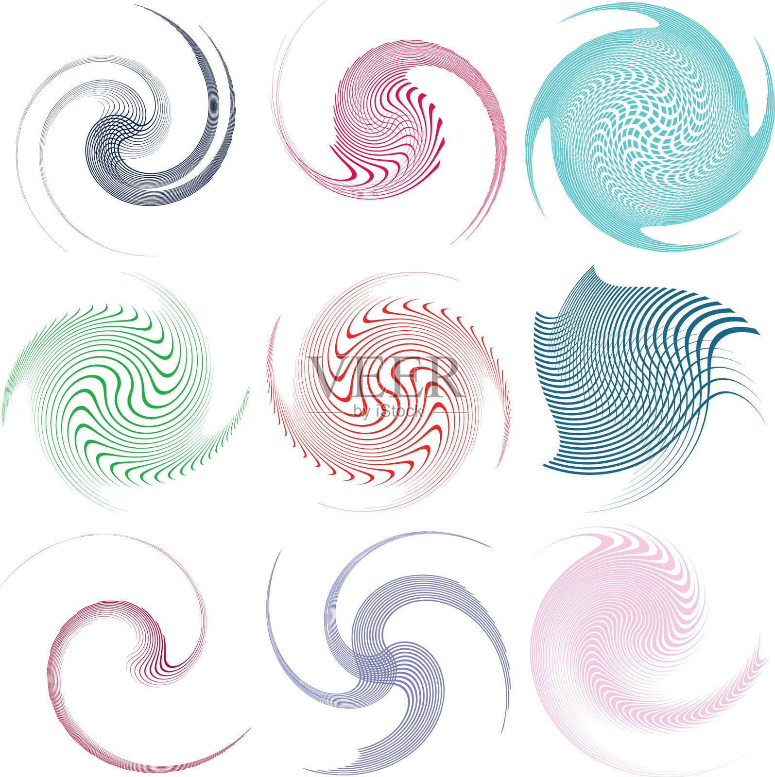 设定单色旋涡形状插画图片素材