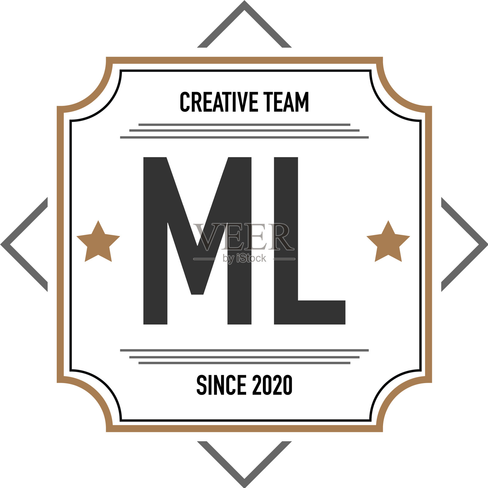 首字母ml在优雅的盒子标志设计插画图片素材