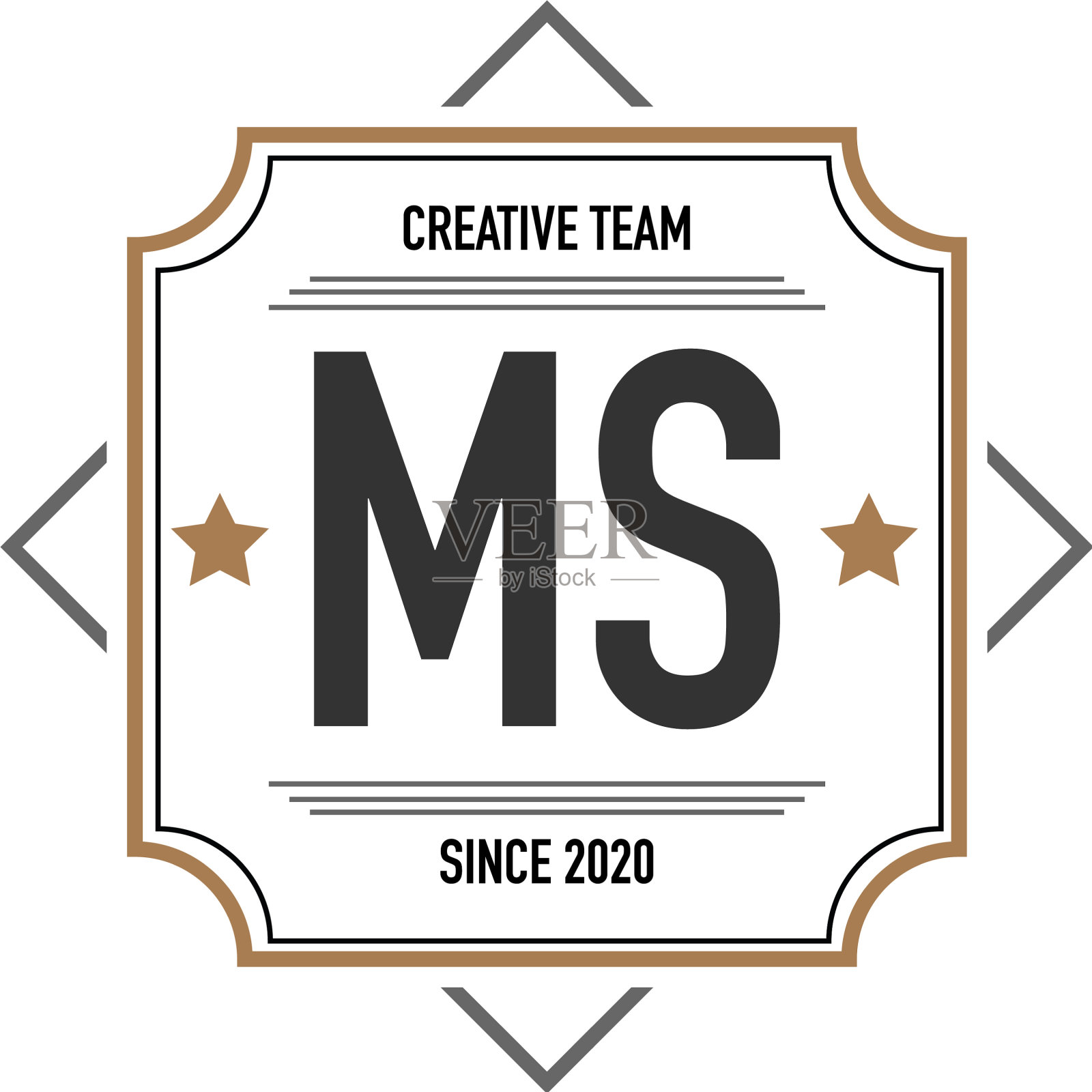 首字母ms在优雅的盒子标志设计插画图片素材