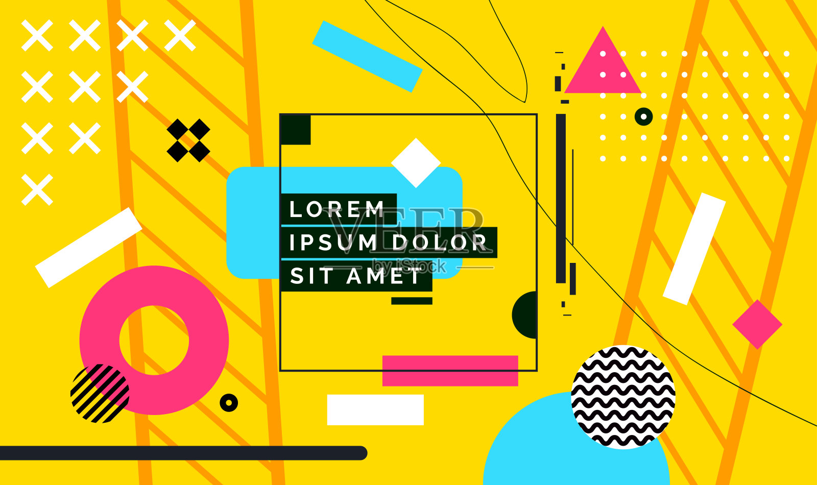 现代抽象封面集，最小封面设计。彩色几何背景，矢量插图。插画图片素材