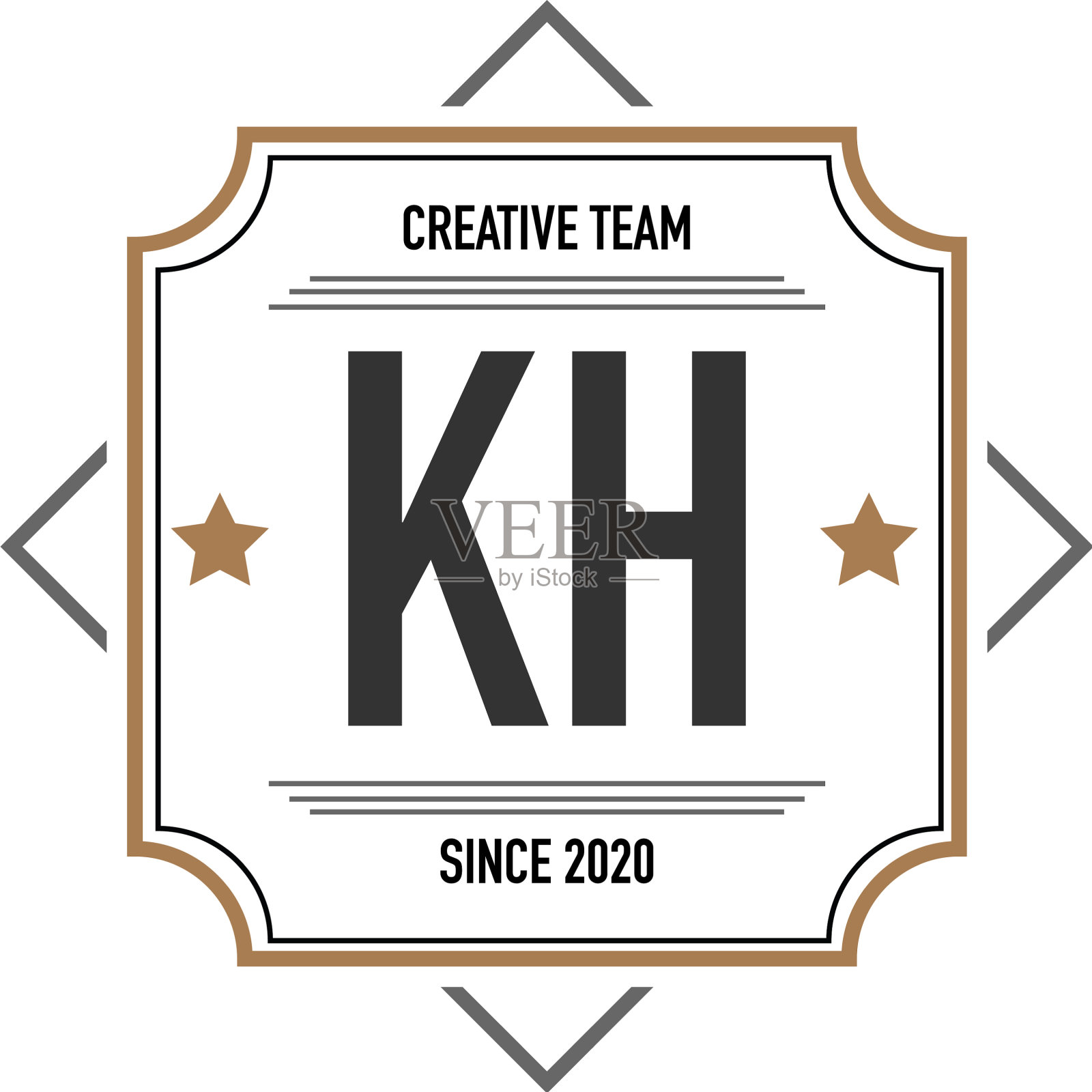 首字母kh在优雅的盒子标志设计插画图片素材