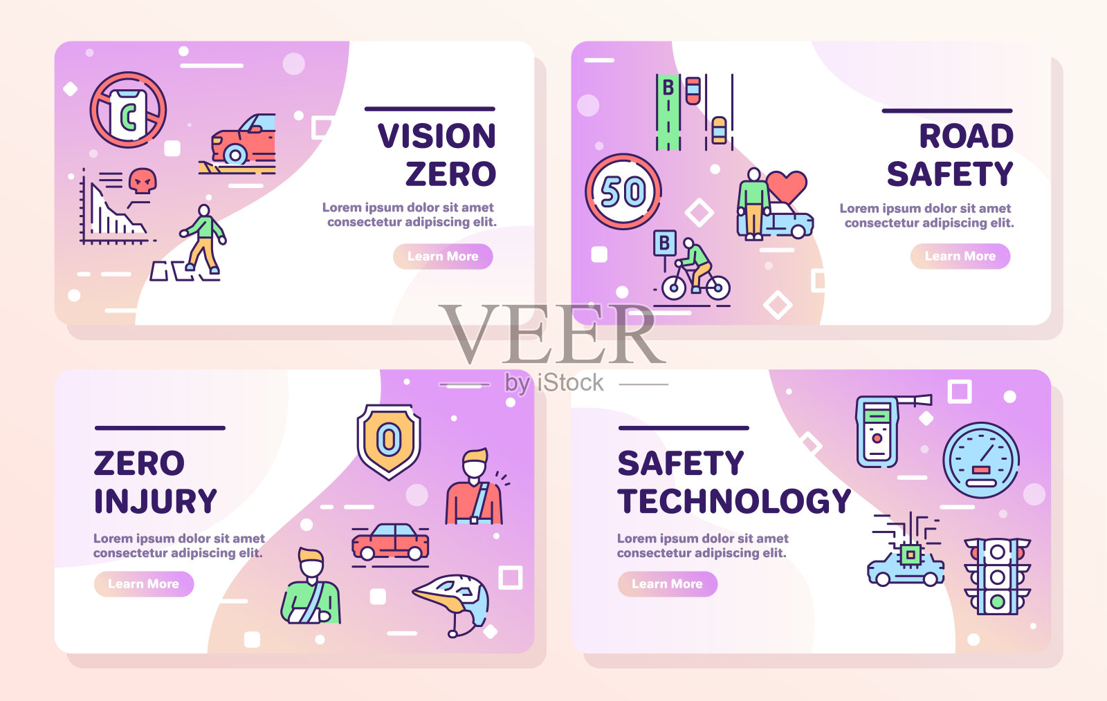 视觉为零的向量色线图标集插画图片素材