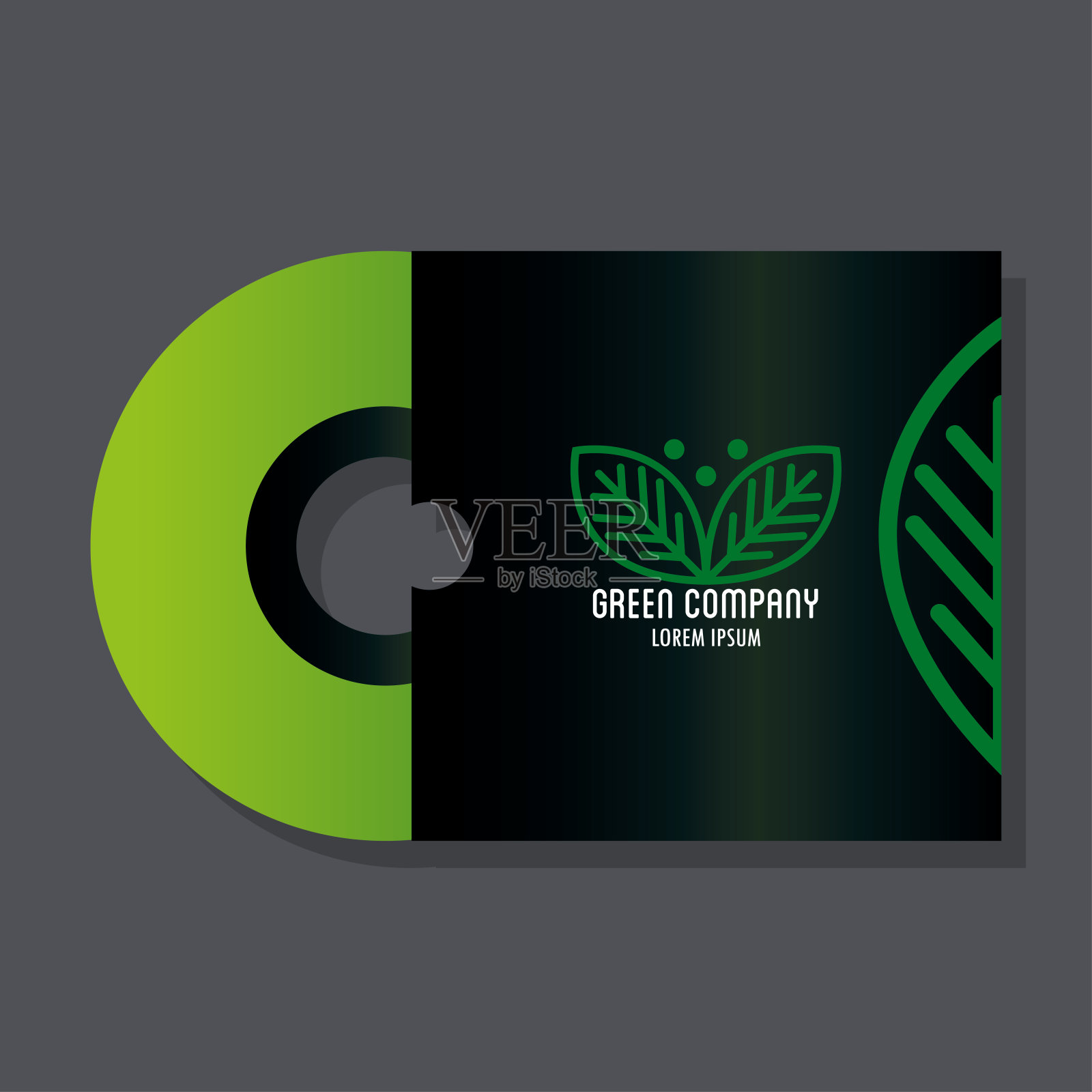 企业标识品牌模型，CD绿色模型，绿色公司标志插画图片素材