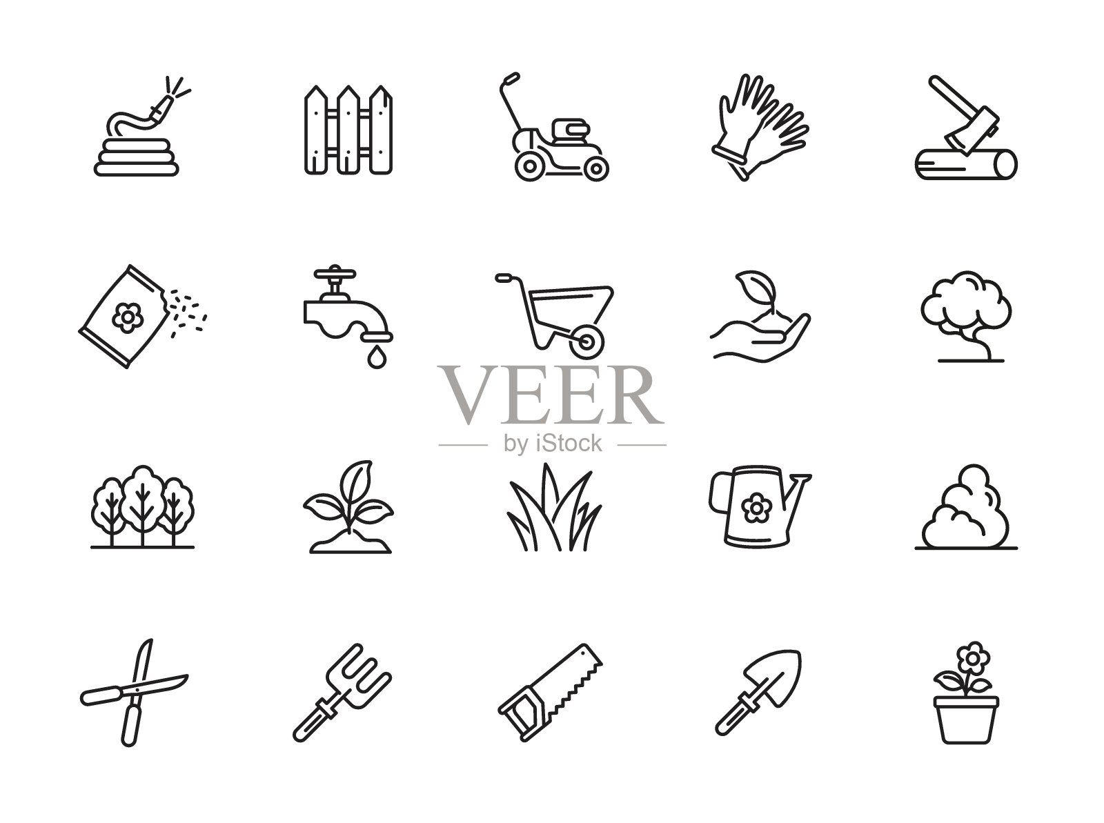 最小花园线图标设置图标素材
