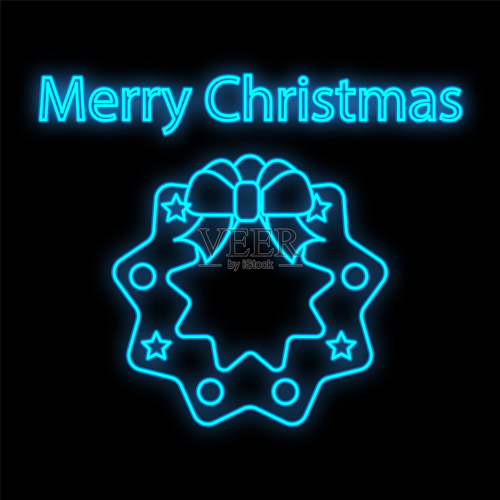 槲寄生氖图标。发光的圣诞冬季假日图标标志插画图片素材