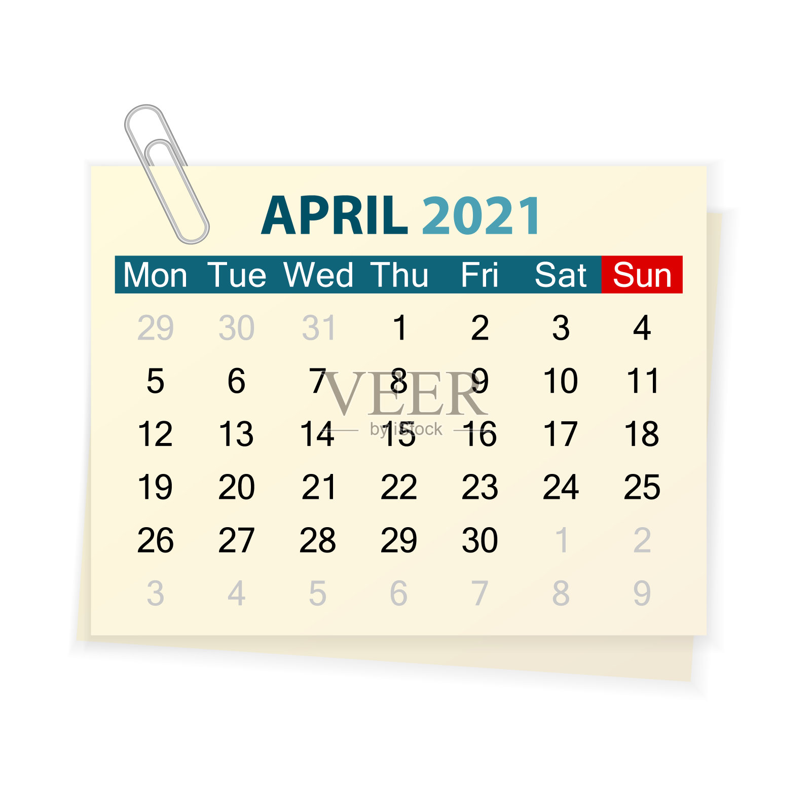 2021年4月日历设计模板素材