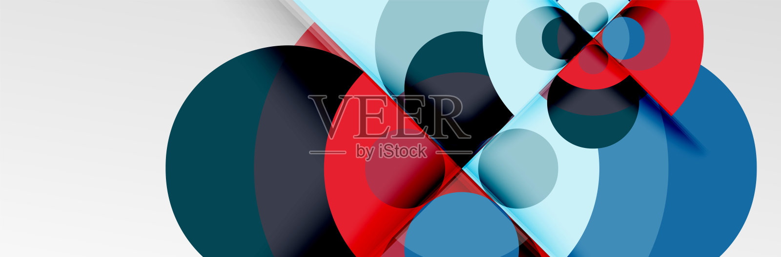 明亮的颜色圆圈，抽象的圆形形状和三角形组成的阴影效果。矢量现代几何设计模板插画图片素材