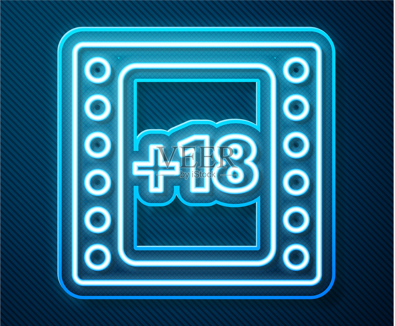 发光的霓虹灯线播放视频与题词18插画图片素材