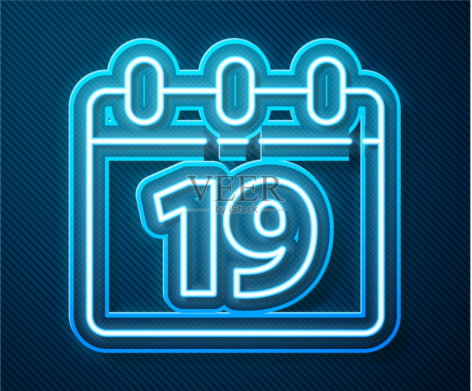 发光的霓虹灯线日历与快乐的复活节图标插画图片素材