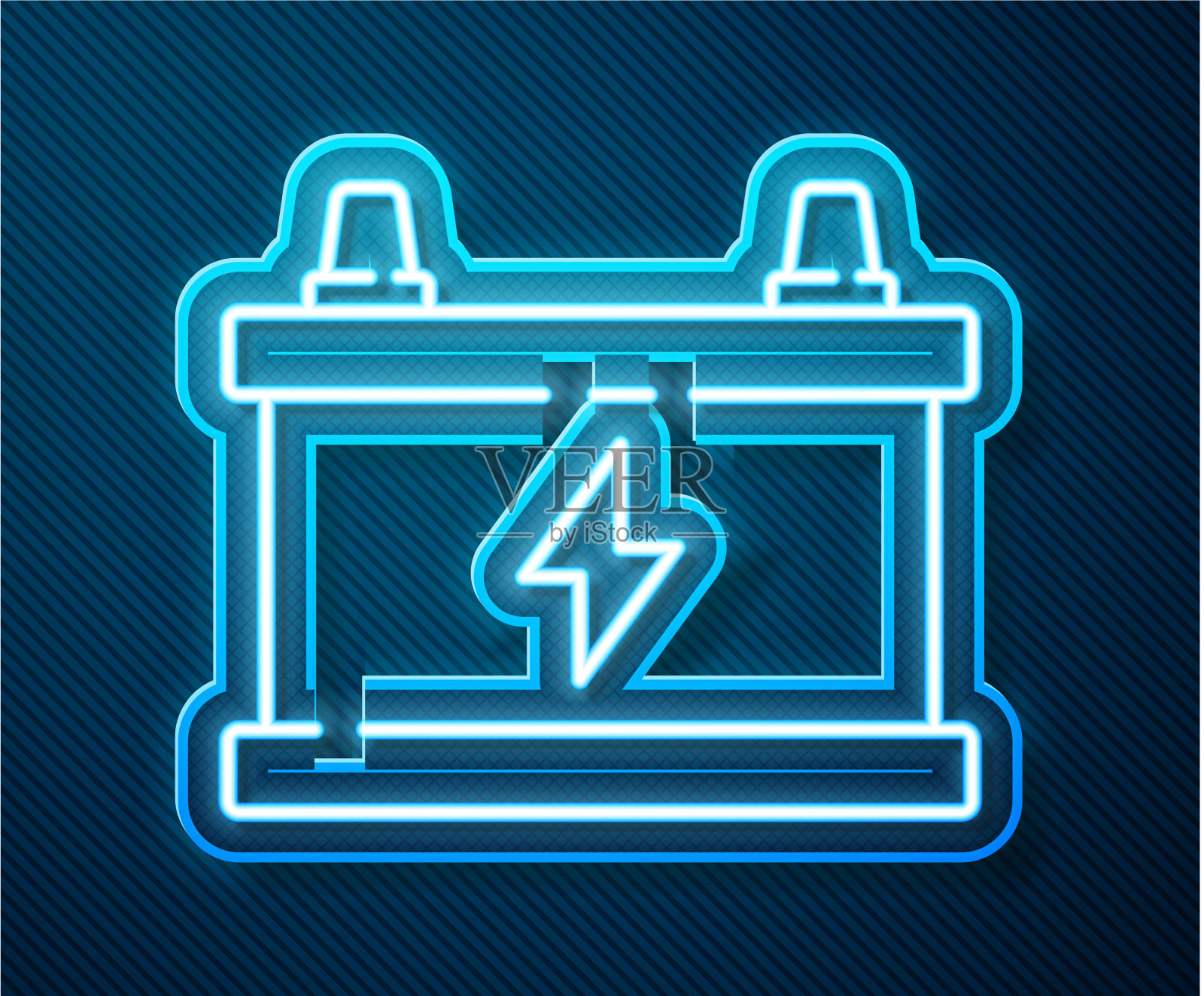 发光的霓虹灯线汽车电池图标隔离插画图片素材