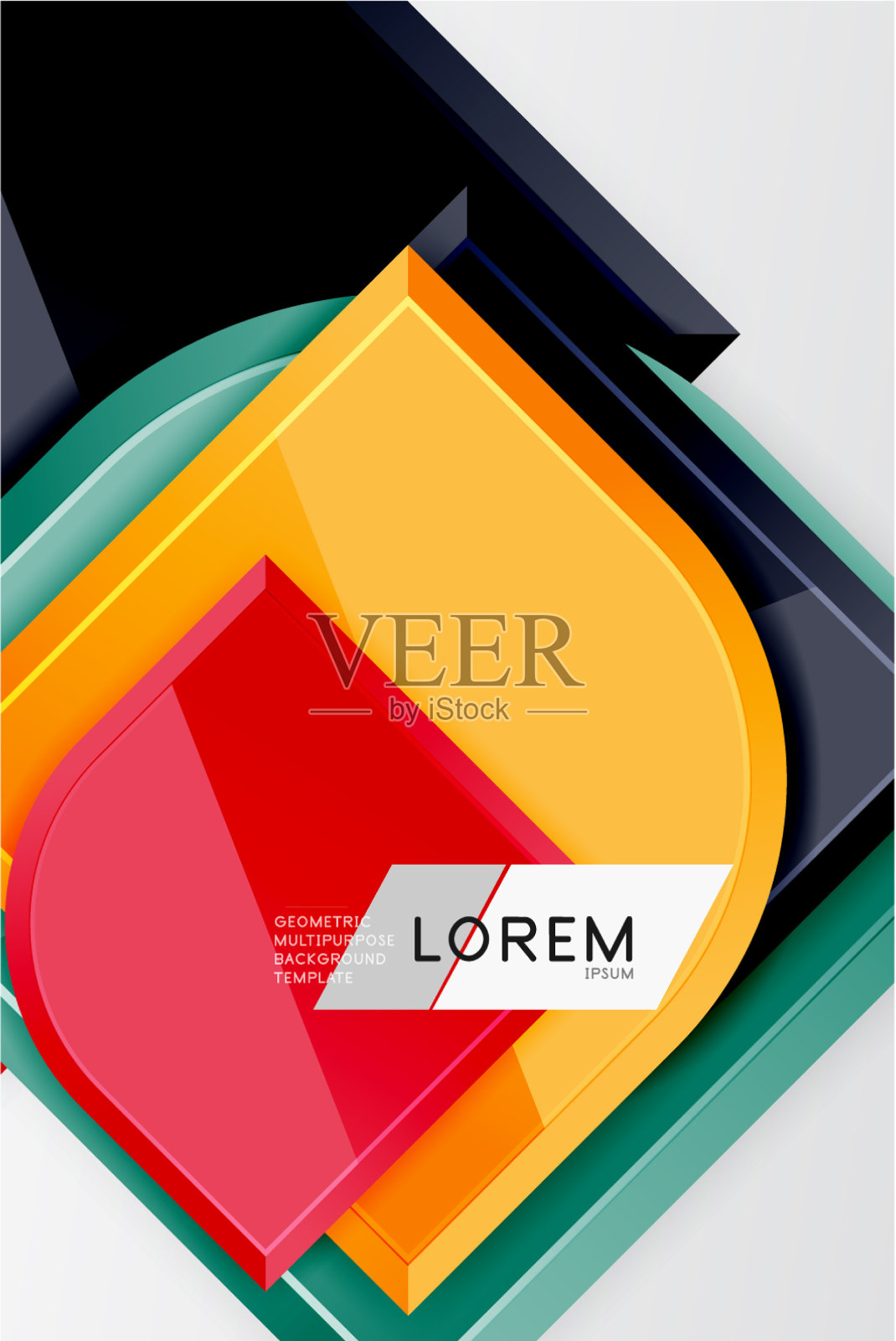 光滑的玻璃方块与圆形元素几何插画图片素材