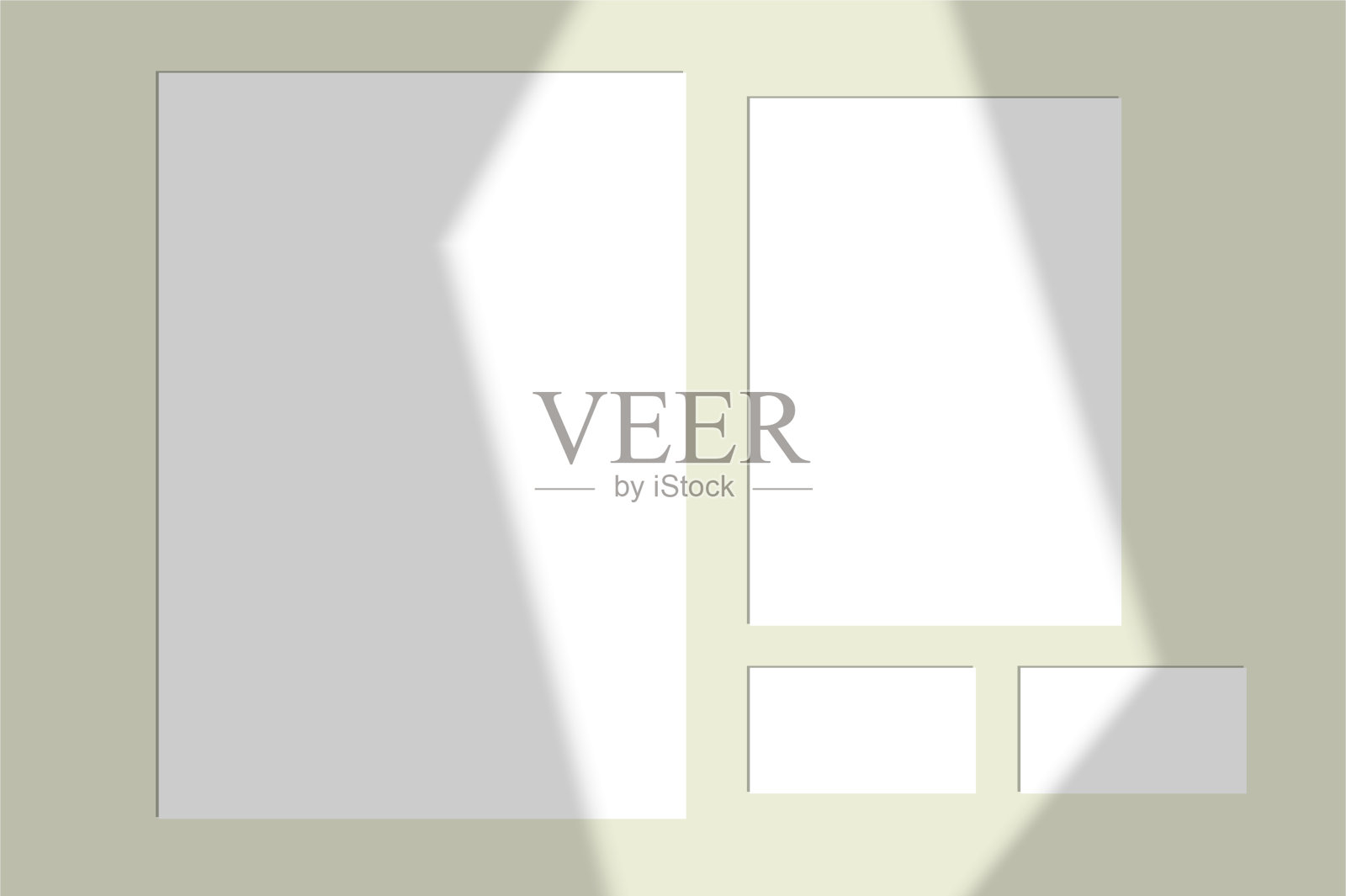 叠加阴影效果。阳光从窗户射进来。10 eps设计。渐变网格。空白和卡片模拟。夏季模板品牌，邀请，广告等。插画图片素材